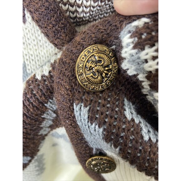 Vintage White Ram Women M Wool Ski Nordic Fair Isle Cardigan Wool Sweater Ramtuk - Picture 7 of 7